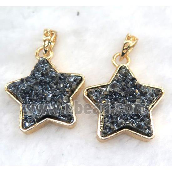 gemstone pendant, star, gold plated