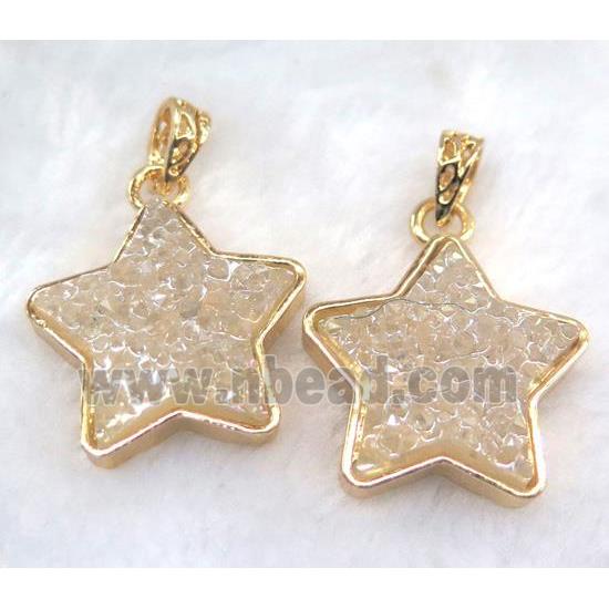 gemstone pendant, star, gold plated