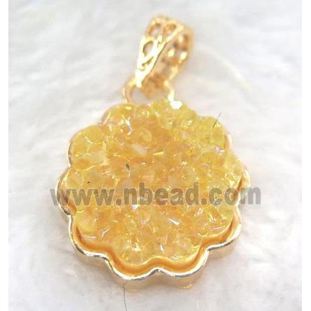 druzy resin pendant, gold plated