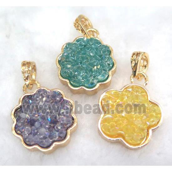 druzy resin pendant, gold plated