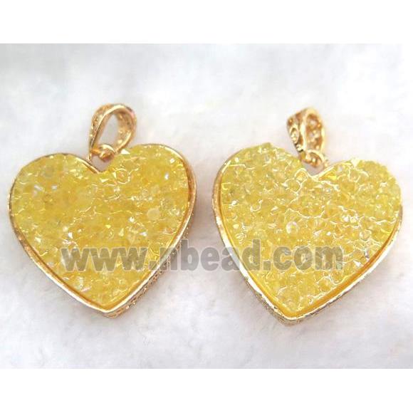 druzy resin pendant, gold plated