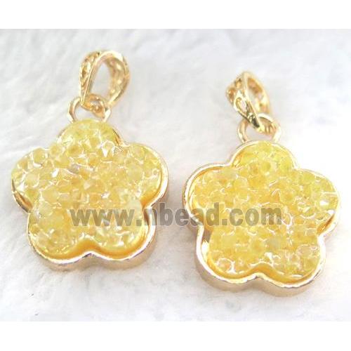 druzy resin pendant, gold plated