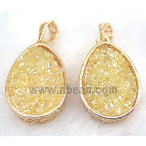 druzy resin pendant, gold plated