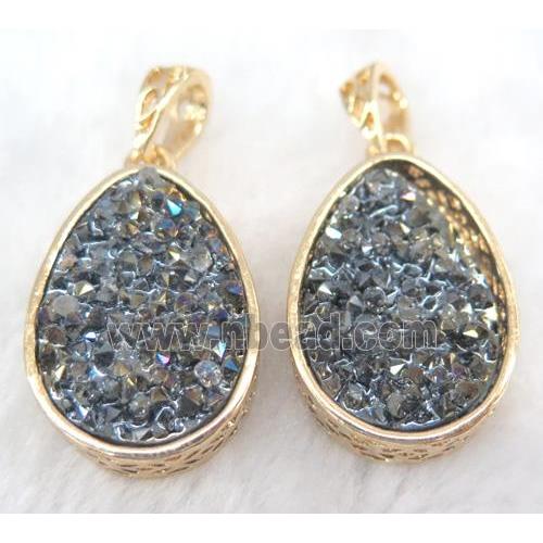 druzy resin pendant, gold plated