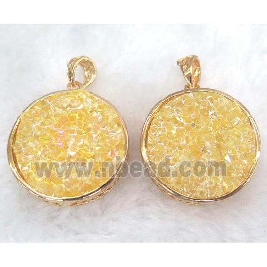 druzy resin pendant, gold plated