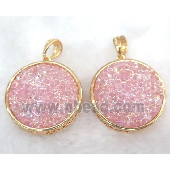 druzy resin pendant, gold plated