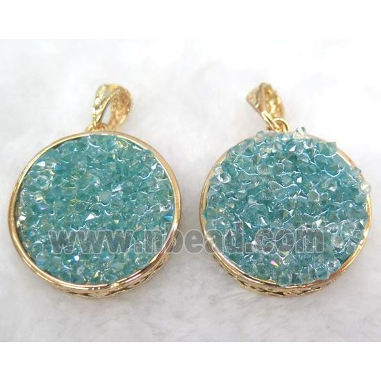 druzy resin pendant, gold plated