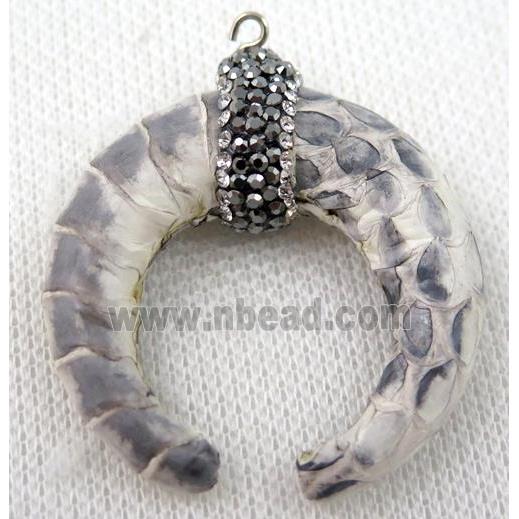 resin horn pendant paved rhinestone