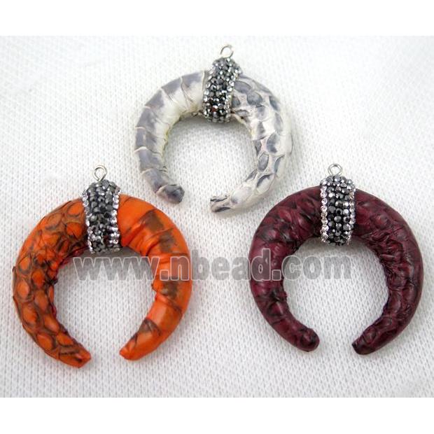 resin horn pendant paved rhinestone, mix color