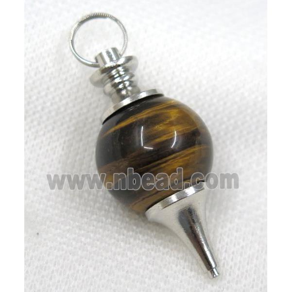 Tiger eye stone Globe pendant, round, yellow