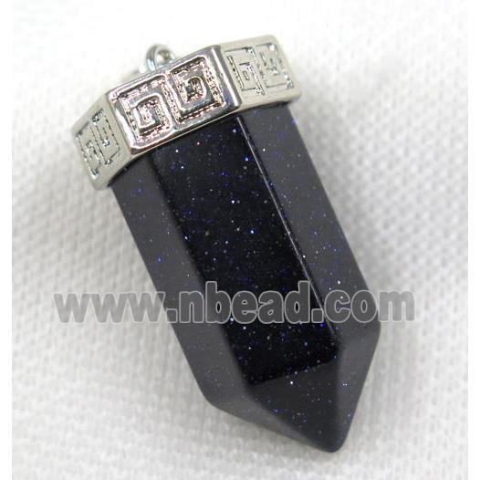 blue sandstone bullet pendant, platinum