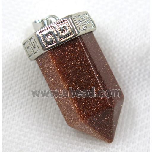 gold sandstone bullet pendant, platinum