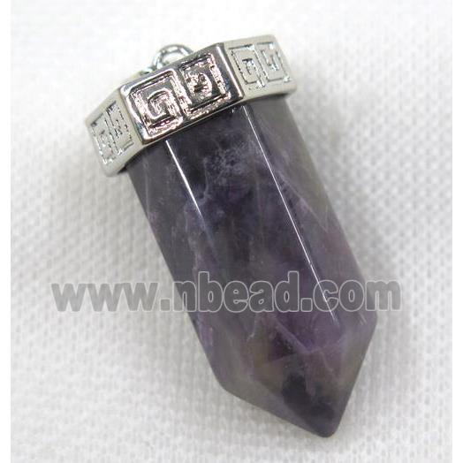 purple Amethyst bullet pendant, platinum