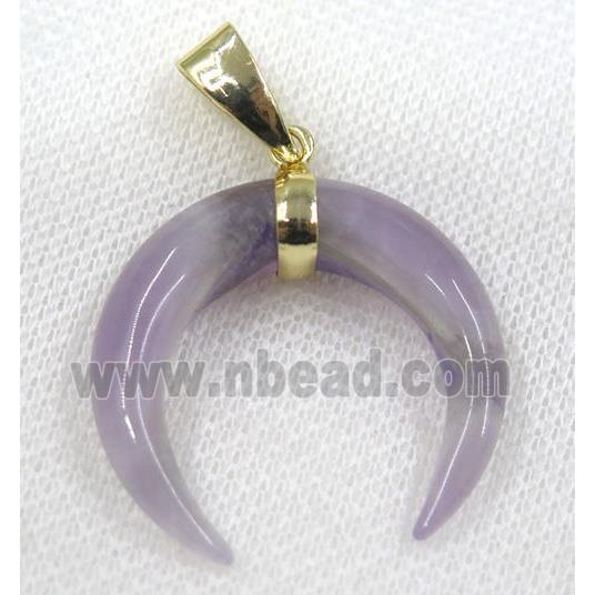 purple Amethyst crescent pendant, gold plated