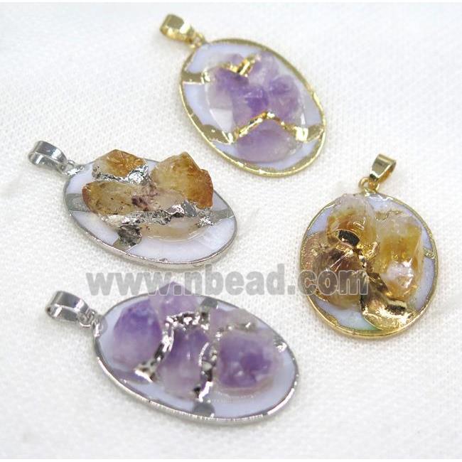 mix gemstone oval pendant