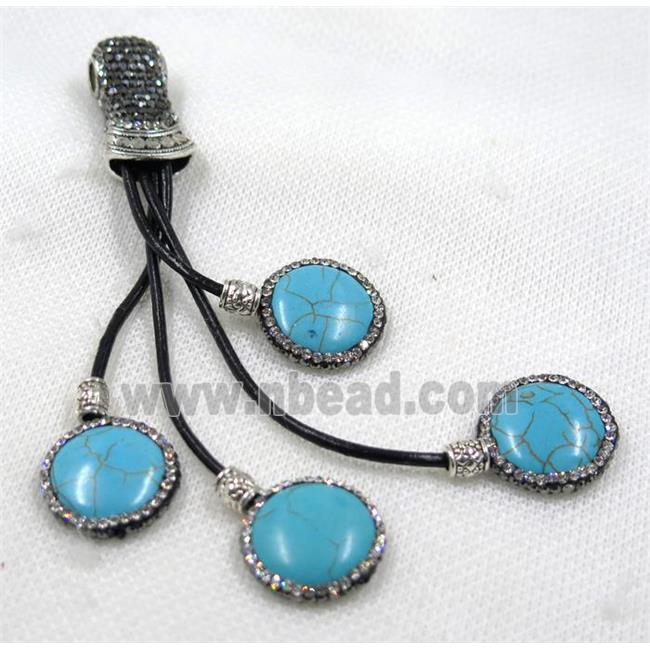 turquoise tassel pave rhinestone, blue