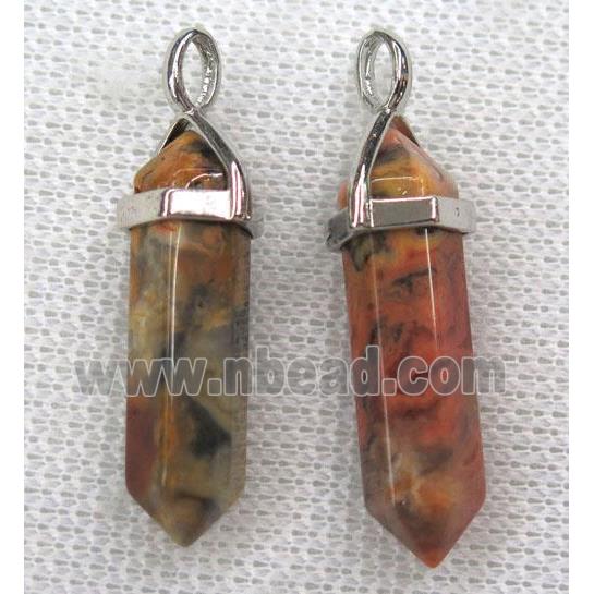 crazy agate bullet pendant, red