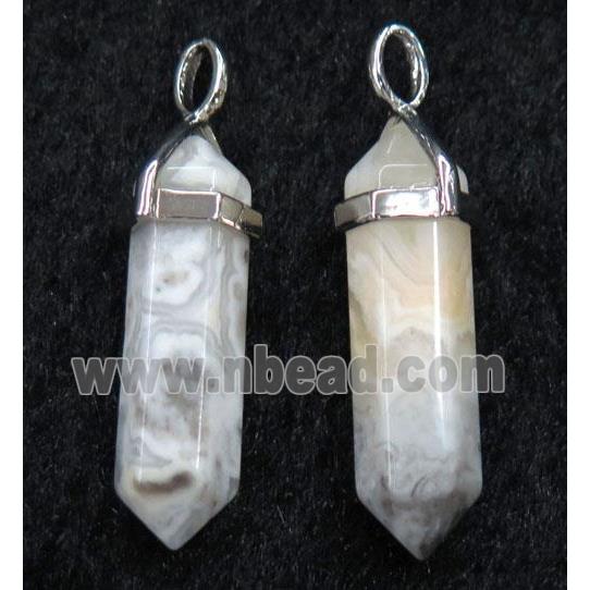 white crystal agate bullet pendant