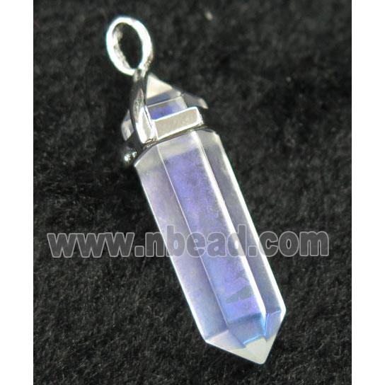 white crystal quartz bullet pendant, AB-color