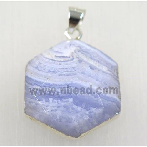 Blue Lace Agate pendant, 925 silver plated