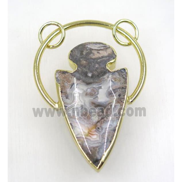 agate pendant, gold plated