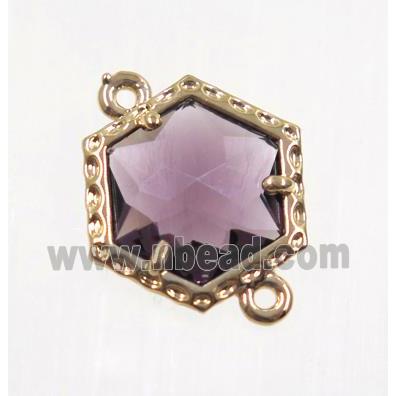 purple Chinese Crystal Glass connector, gold plated