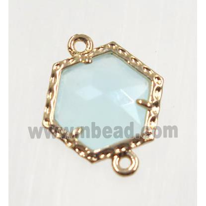 aqua Chinese Crystal Glass connector, gold plated