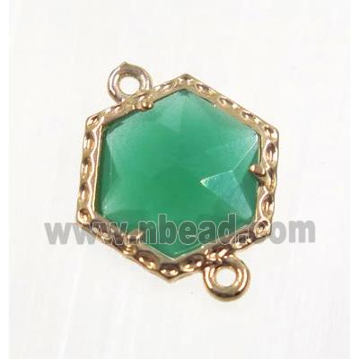 green Chinese Crystal Glass connector, gold plated