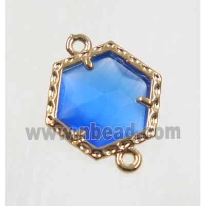 blue Chinese Crystal Glass connector, gold plated