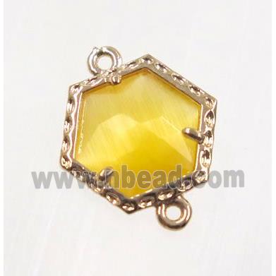 yellow Chinese Crystal Glass connector, gold plated