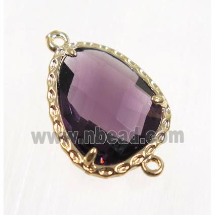 purple Chinese Crystal Glass connector, gold plated