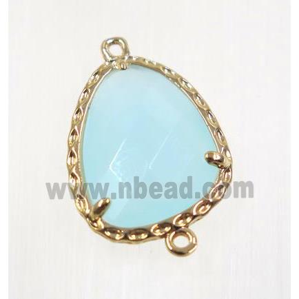 aqua Chinese Crystal Glass connector, gold plated