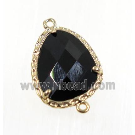 black Chinese Crystal Glass connector, gold plated