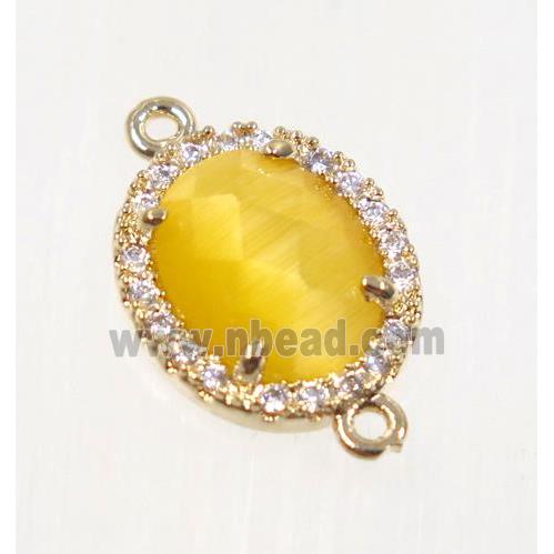 gemstone connector paved zircon, gold plated