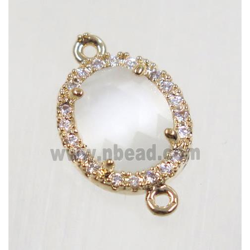 gemstone connector paved zircon, gold plated