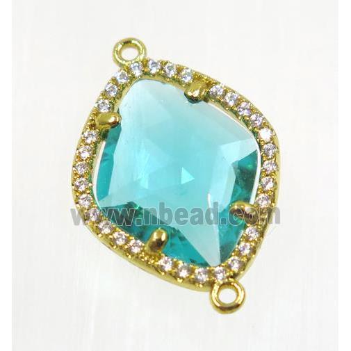 gemstone connector paved zircon, gold plated