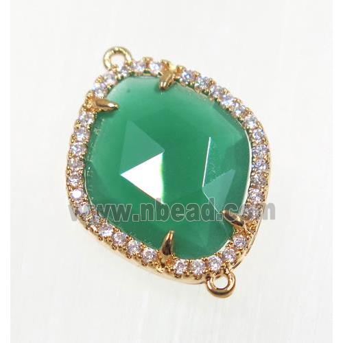 gemstone connector paved zircon, gold plated