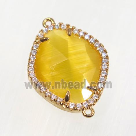 gemstone connector paved zircon, gold plated