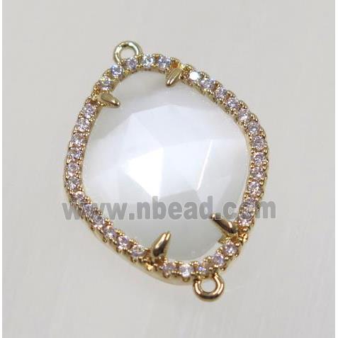 gemstone connector paved zircon, gold plated