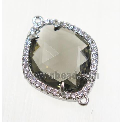 gemstone connector paved zircon, platinum plated