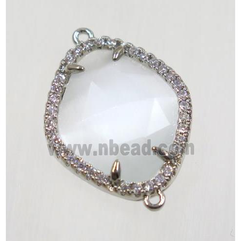 gemstone connector paved zircon, platinum plated