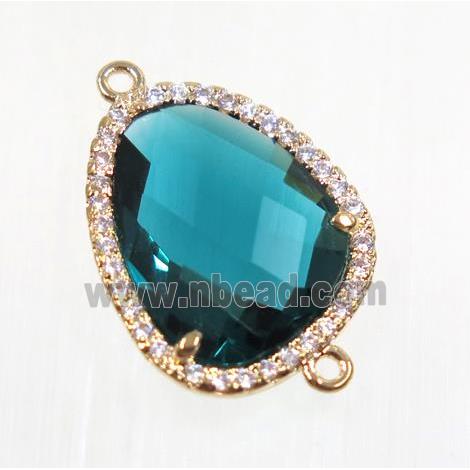 gemstone connector paved zircon, gold plated