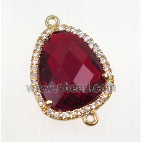 gemstone connector paved zircon, gold plated