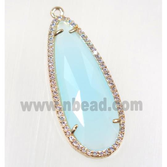 gemstone pendant paved zircon, gold plated