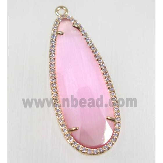 gemstone pendant paved zircon, gold plated