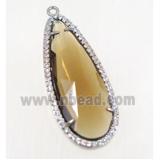 gemstone pendant paved zircon, platinum plated