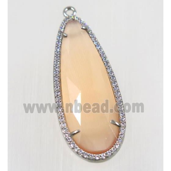 gemstone pendant paved zircon, platinum plated