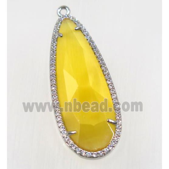 gemstone pendant paved zircon, platinum plated