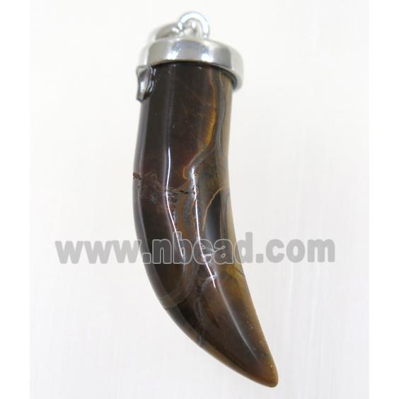 tiger eye stone horn pendant