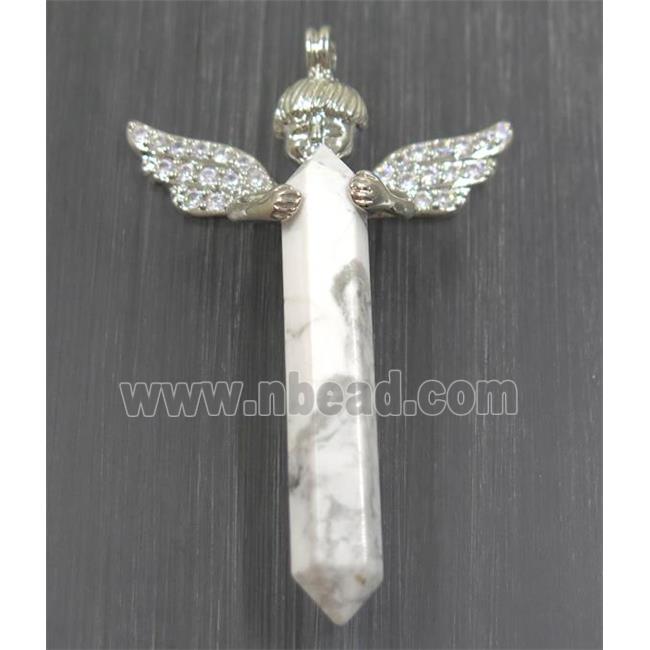 gemstone pendant, angel, platinum plated